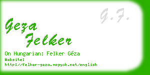 geza felker business card