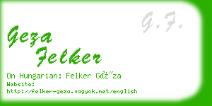 geza felker business card